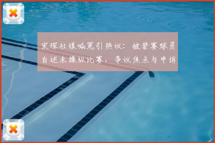 宋琛社媒喊冤引热议:被禁赛球员自述未操纵比赛,争议焦点与申诉途径解析